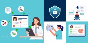 Clinician entering patient data repeatedly across EHR, billing, and lab systems, causing documentation inefficiencies.