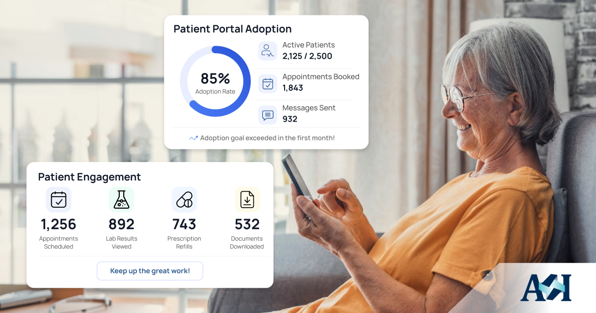 Patient using a mobile patient portal integrated with a customizable EHR and EMR to schedule appointments and access healthcare information