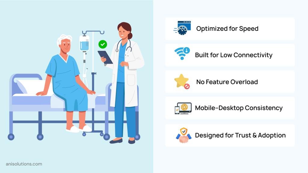 Mobile EHR optimized for speed, low connectivity, and clinician adoption