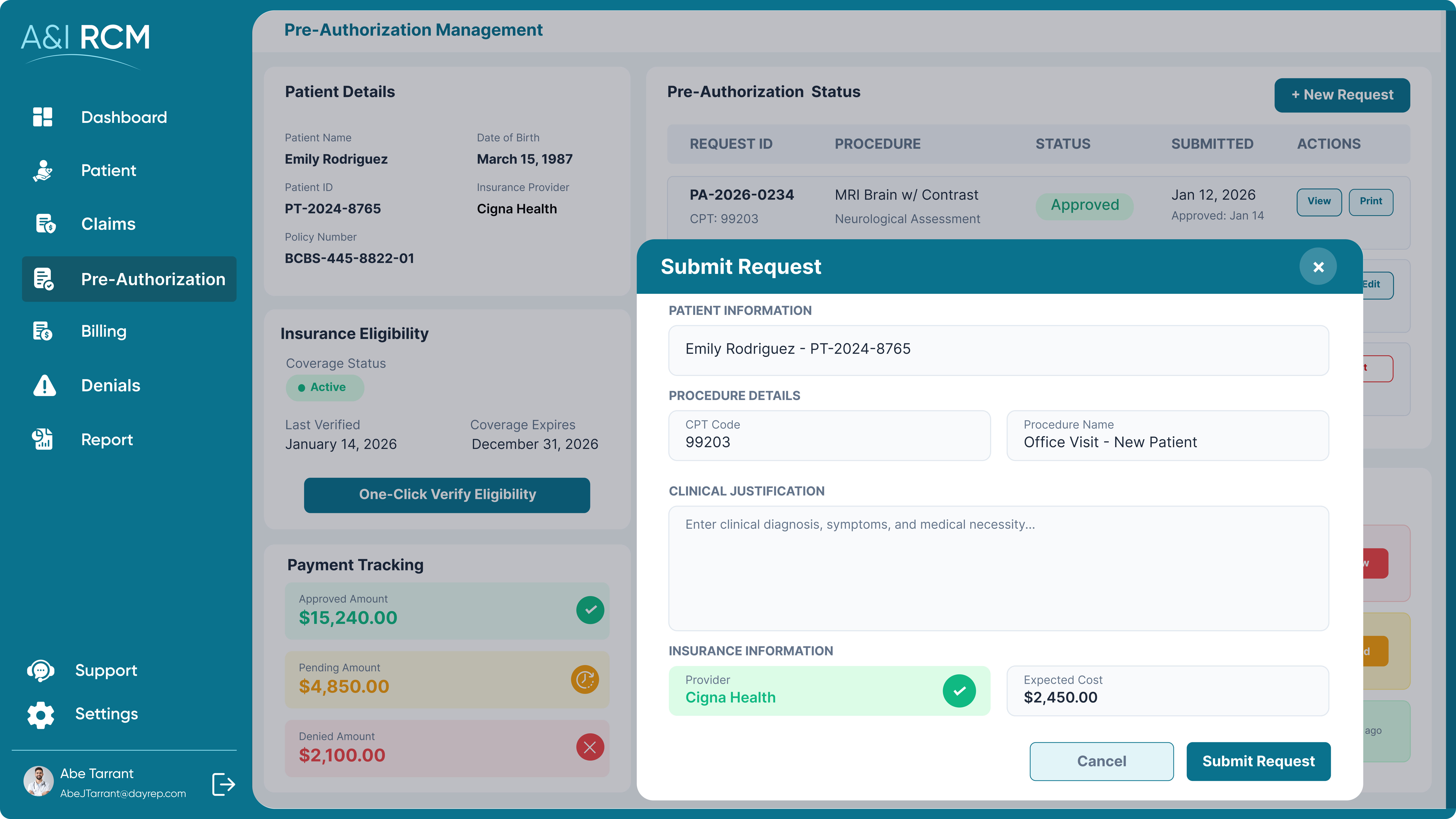 Custom EHR/EMR Software Dashboard Preview