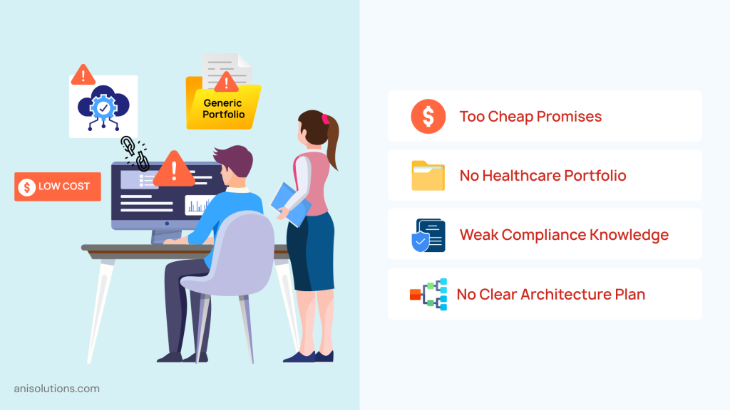 Warning signs when outsourcing EHR development without healthcare domain expertise.