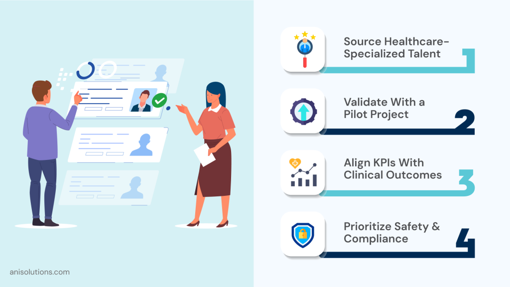 Step-by-step action plan to hire experienced EHR developers with healthcare specialization.