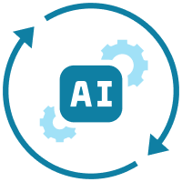 AI-accelerated EHR development icon - machine learning automation