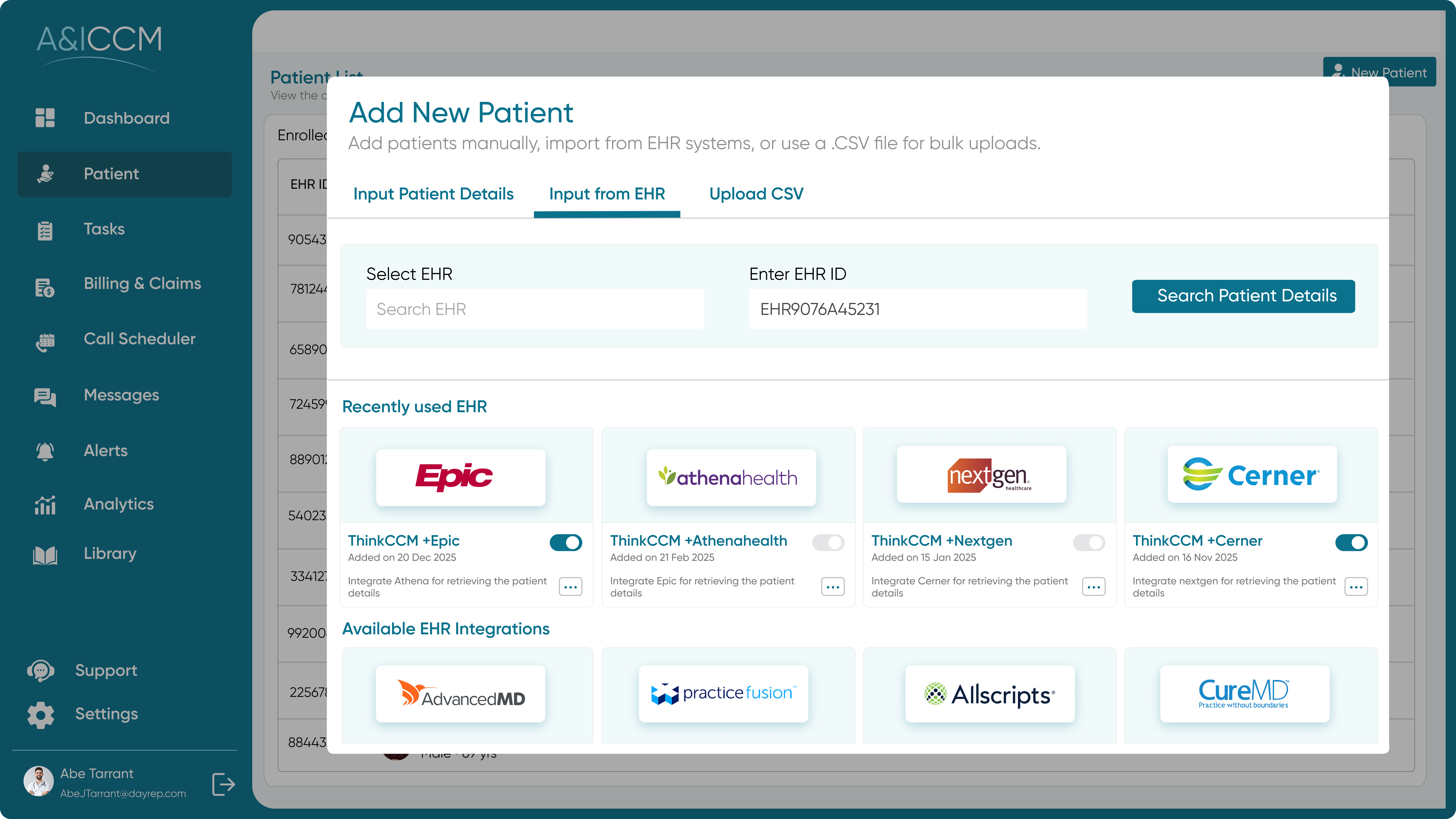 Custom EHR/EMR Software Dashboard Preview